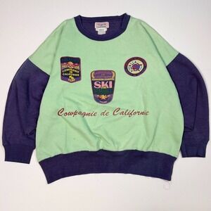 Vintage 80s Compagnie de Californie Sweatshirt‎ Mens Size L Colorblock Ski Patch
